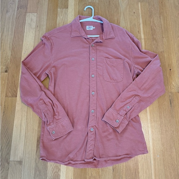 Faherty Men's M Medium Regular Fit Dusty Rose Knit Stretch Button Down Shirt - Picture 6 of 8